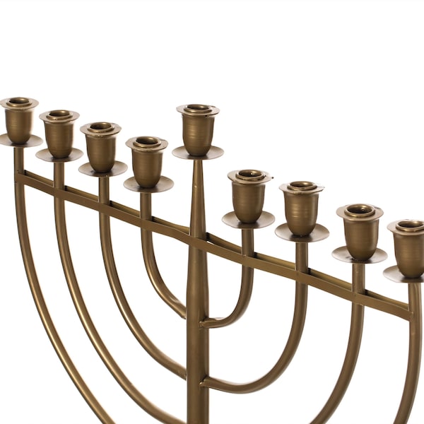 Vintiquewise Modern Solid Metal Judaica Hanukkah Menorah 9 Branched Candelabra, Gold Finish Large - QI004119.GD.L