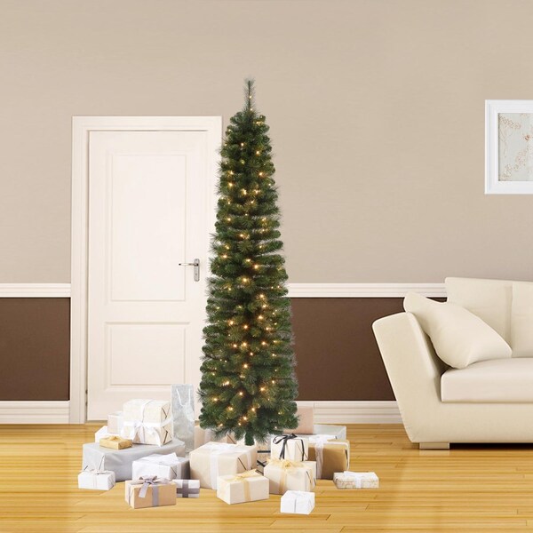 Celebrations Celebrations 7 ft. Pencil LED 150 ct Christmas Tree - 22-283-355-LEDW