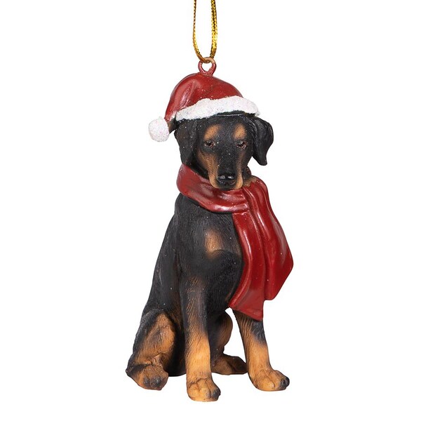 Design Toscano Doberman Pinscher Holiday Dog Ornament Sculpture - JH576309