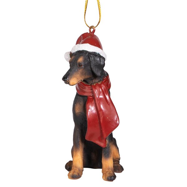 Design Toscano Doberman Pinscher Holiday Dog Ornament Sculpture - JH576309