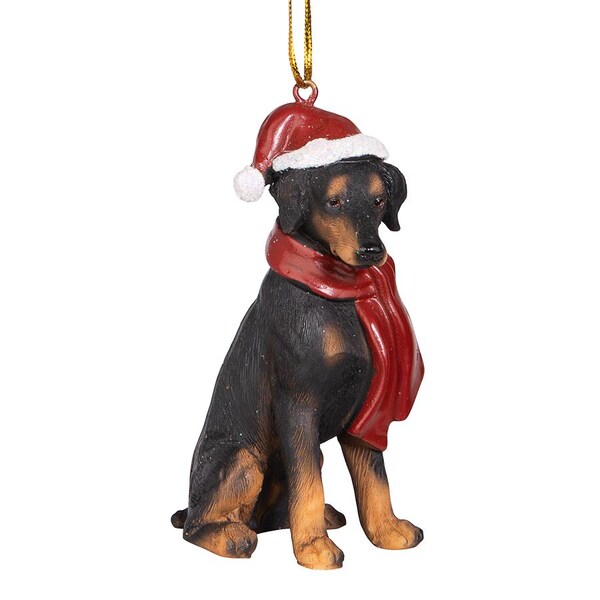 Design Toscano Doberman Pinscher Holiday Dog Ornament Sculpture - JH576309