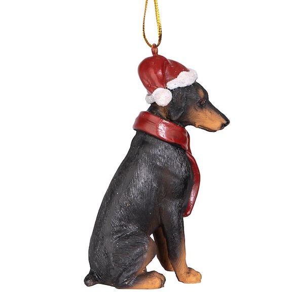 Design Toscano Doberman Pinscher Holiday Dog Ornament Sculpture - JH576309