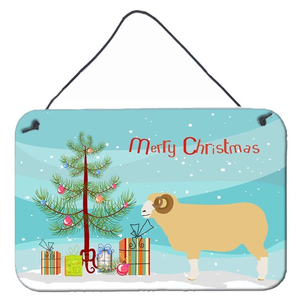 Carolines Treasures Horned Dorset Sheep Christmas Wall or Door Hanging Prints - BB9347DS812
