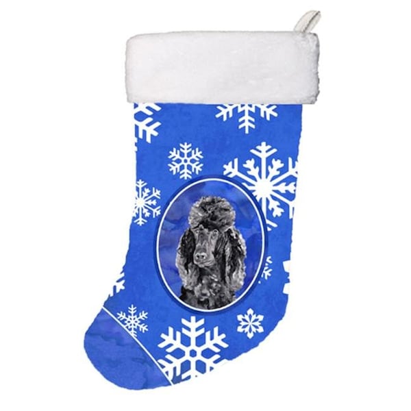 Carolines Treasures Carolines Treasures SC9770-CS Black Standard Poodle Winter Snowflakes Christmas Stocking; 11 x 8 In. - SC9770-CS