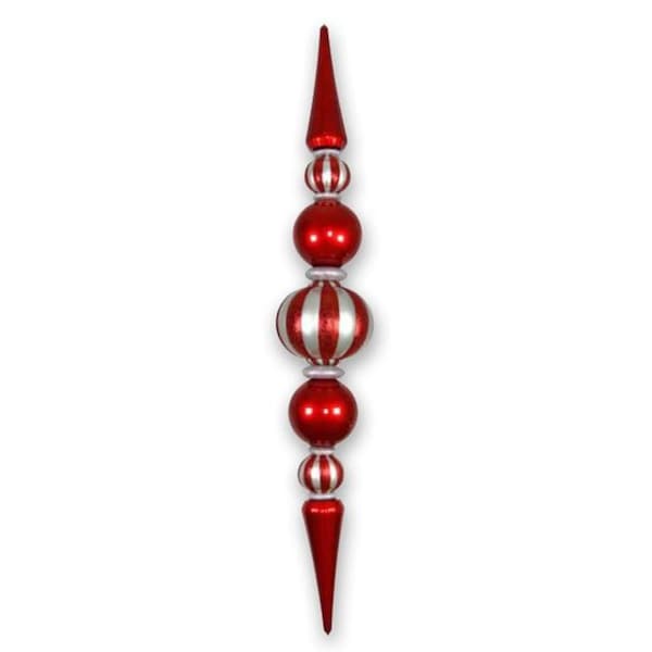 Queens Of Christmas Giant Oversized Shatterproof Finial Ornament Red & Silver - ORN-OVS-100-RESLV