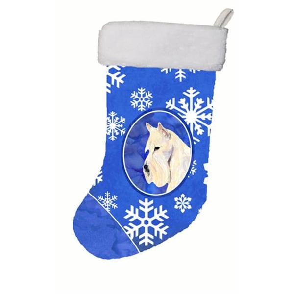 Carolines Treasures Carolines Treasures SS4668-CS 11 W x 8 H in. Scottish Terrier Winter Snowflakes Christmas Stocking - SS4668-CS