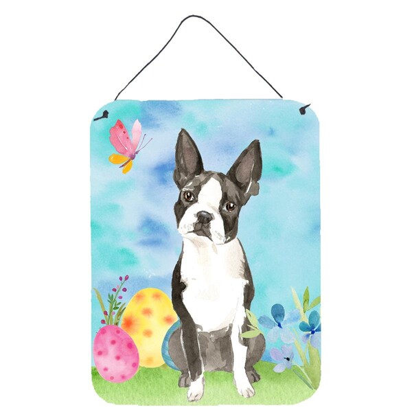 Carolines Treasures Easter Eggs Boston Terrier Wall or Door Hanging Prints - CK1923DS1216