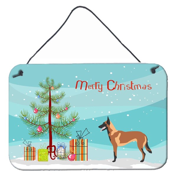 Carolines Treasures Malinois Belgian Shepherd Christmas Wall or Door Hanging Prints - BB8494DS812
