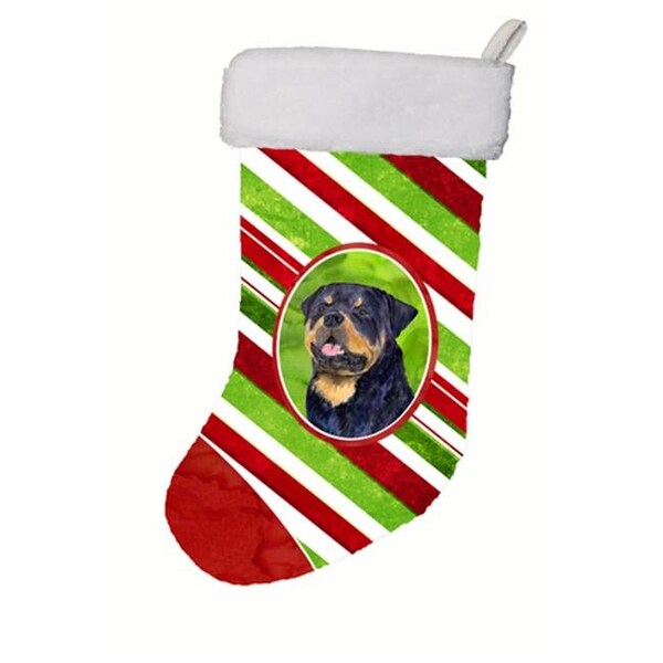 Carolines Treasures Carolines Treasures SS4593-CS 11 W x 8 H in. Rottweiler Winter Snowflakes Christmas Stocking - SS4593-CS