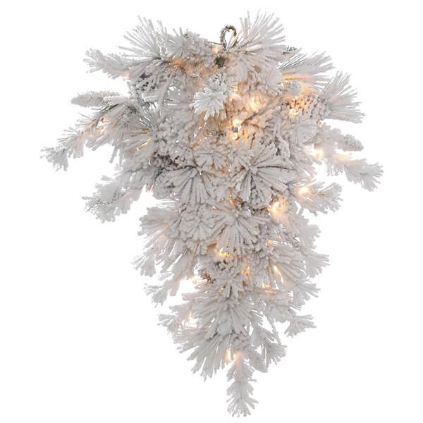 Vickerman Flocked Alberta with Cone Dura-Lit Teardrop with Clear Lights - 36 in. - A155308