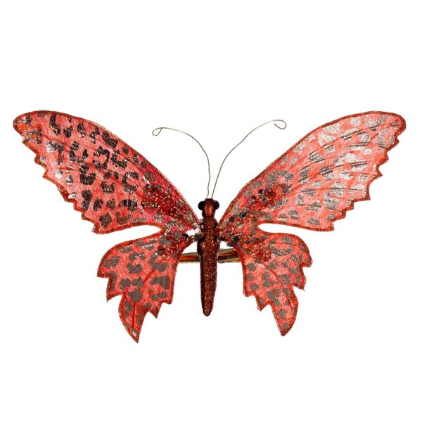 Vickerman 37 in. Glitter Butterfly Clip, Orange, 4PK - EH211918