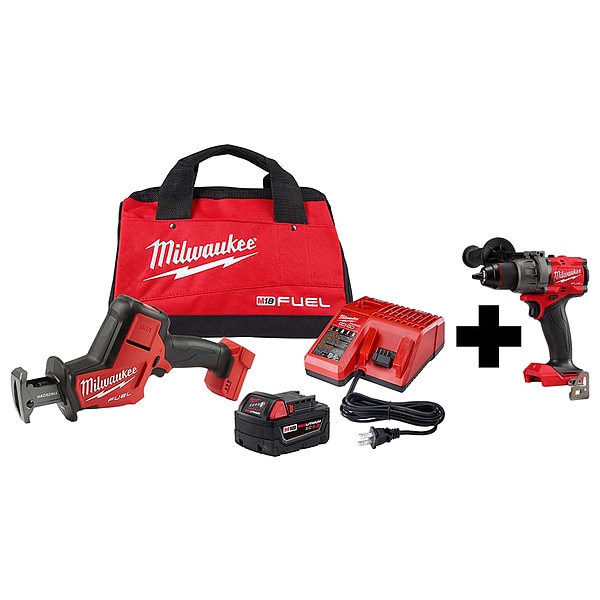 Milwaukee Tool M18 Hackzall Kit w M18 1/2" Hammer Drill - 2719-21, 2904-20