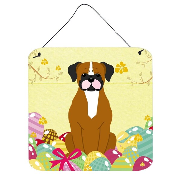 Carolines Treasures Easter Eggs Flashy Fawn Boxer Wall or Door Hanging Prints - BB6116DS66