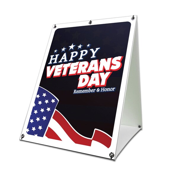 Signmission Happy Veterans Day, 36 Inch x 24 Inch A-frame Yard Sign, Coroplast Yard Sign - SBC-2436-30392