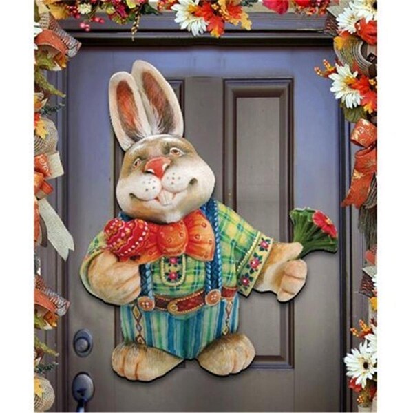 Gloriousgifts 8154423 Father Bunny Wooden Ornament Set of 2 - GL1767626
