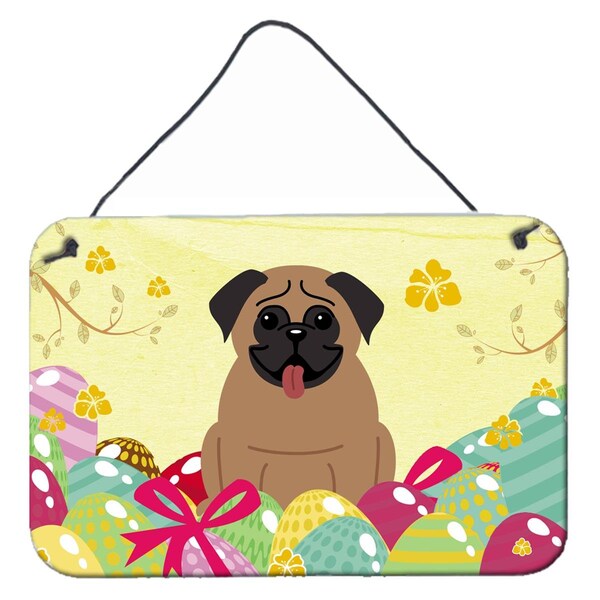 Carolines Treasures Easter Eggs Pug Brown Wall or Door Hanging Prints - BB6005DS812