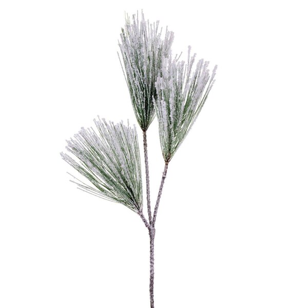 Vickerman 17 in. Snow Pine Needle Spray, Green, 3PK - FNT220117
