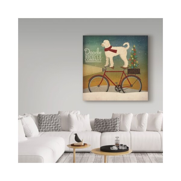 Trademark Fine Art Ryan Fowler 'White Doodle On Bike Christmas' Canvas Art, 18x18 - WAP06316-C1818GG