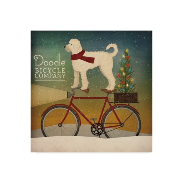 Trademark Fine Art Ryan Fowler 'White Doodle On Bike Christmas' Canvas Art, 18x18 - WAP06316-C1818GG