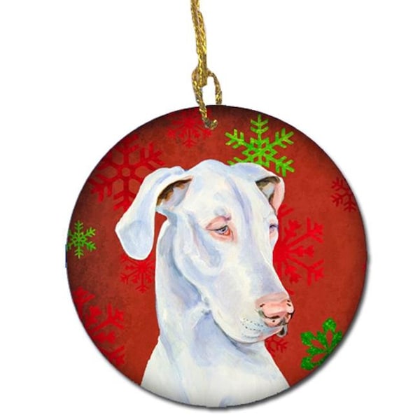 Carolines Treasures Carolines Treasures LH9311-CO1 Great Dane Red Snowflake Holiday Christmas Ceramic Ornament - LH9311-CO1