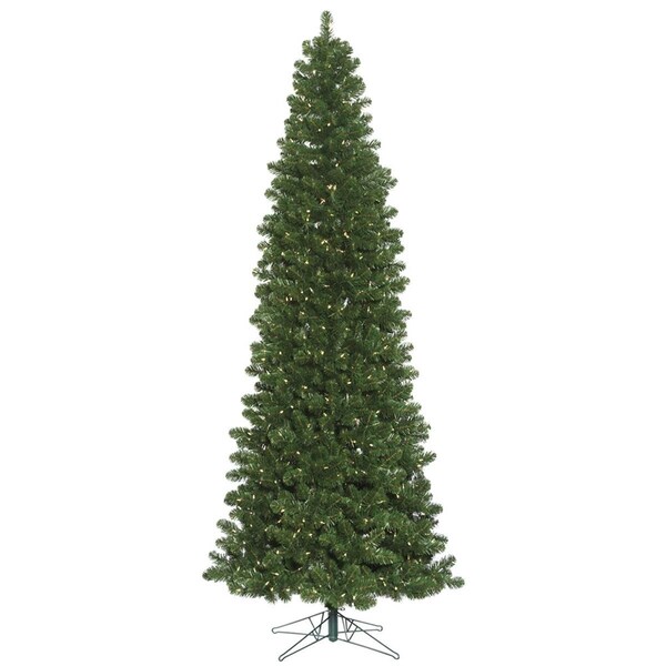 Vickerman 12 ft. x 55 in. Oregon Fir Slim Artificial Christmas Tree with 1400 Warm White LED Light - C164091LED