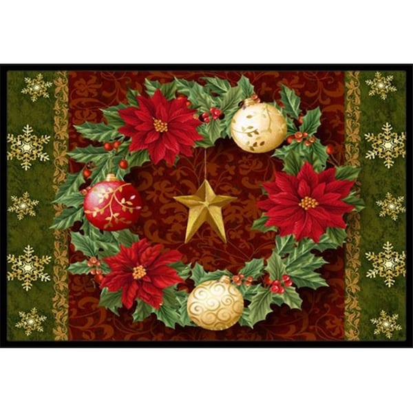 Carolines Treasures Carolines Treasures PTW2007JMAT Holly Wreath With Christmas Ornaments Indoor & Outdoor Mat; 24 x 36 in. - PTW2007JMAT