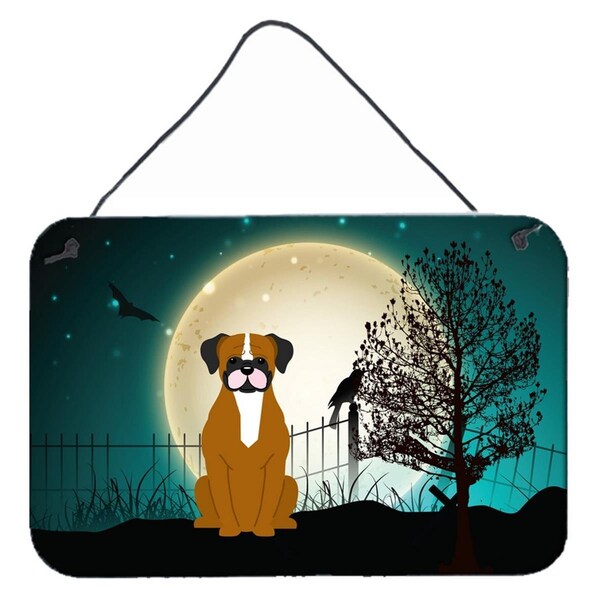Carolines Treasures Halloween Scary Flashy Fawn Boxer Wall or Door Hanging Prints - BB2306DS812
