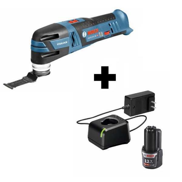 Bosch Cordless Oscillating Tool, 12V, Electric Cordless, 2.8 Degrees Oscillation Angle, Starlock Series - GOP12V-28N + GXS12V-01N12