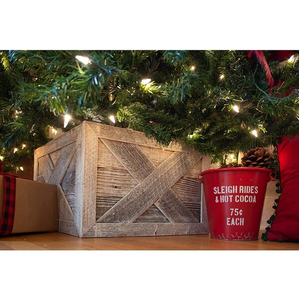 Barnwoodusa Rustic Farmhouse Deluxe Reclaimed 14.5" Christmas Tree Collar/Skirt - 840075811886
