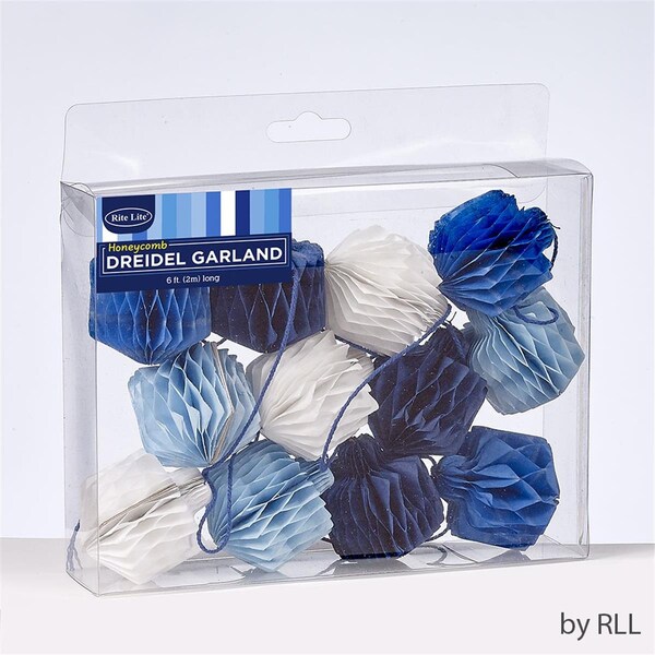 Rite Lite 6 ft. Honeycomb Dreidels Garland, Shades of Blue - 12 Piece - BD-13177