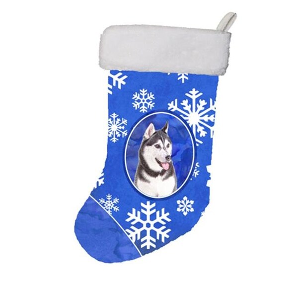Carolines Treasures Carolines Treasures KJ1175CS Winter Snowflakes Holiday Alaskan Malamute Christmas Stocking - KJ1175CS