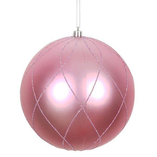 Vickerman 6 in. Pink Matt Glitter Swirl Ornament Ball, 3PK - N170779D