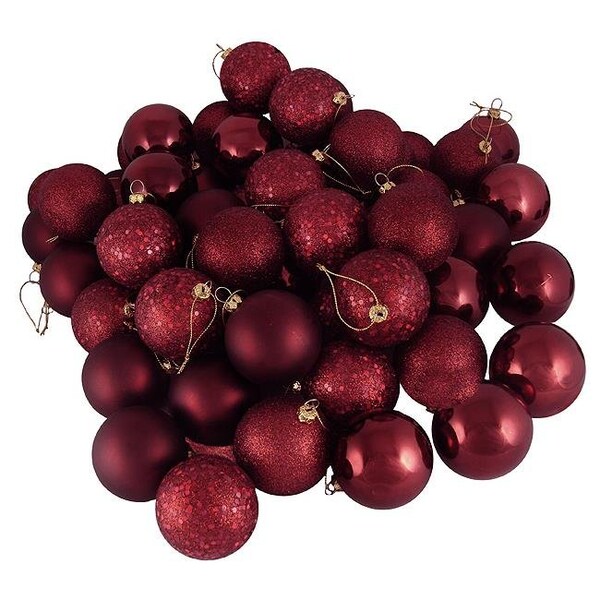 Northlight Seasonal Northlight Seasonal 31755174 Burgundy Red Shatterproof 4-Finish Christmas Ball Ornaments - 31755174