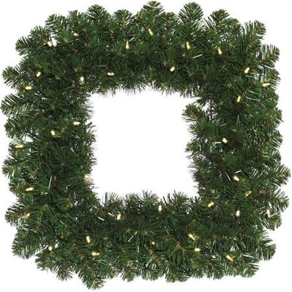 Vickerman LED Oregon Fir Wide Angle Square Wreath with Multi-Colored Lights - 24 in. - C164826LED