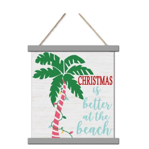 Youngs Wood Banner Style Nautical Christmas Wall Sign with Rope Hanger - 60158