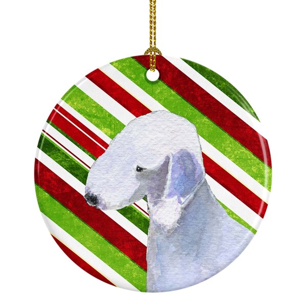 Carolines Treasures Bedlington Terrier Candy Cane Holiday Christmas Ceramic Ornament - SS4552-CO1