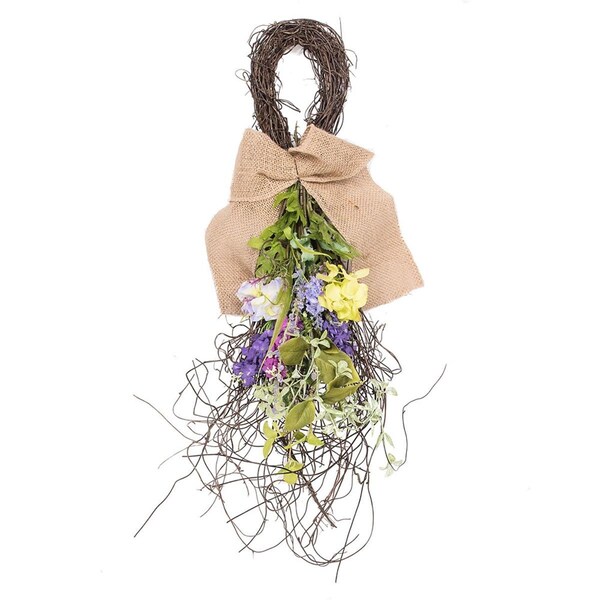 Vickerman 28 in. Artificial Mixed Floral Tear Drop with Purple & Green Flowers, 18PK - FG180501