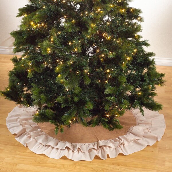 Tistheseason Cotton & Jute Ruffled Christmas Tree Skirt - Natural - 72in. - TI3198537