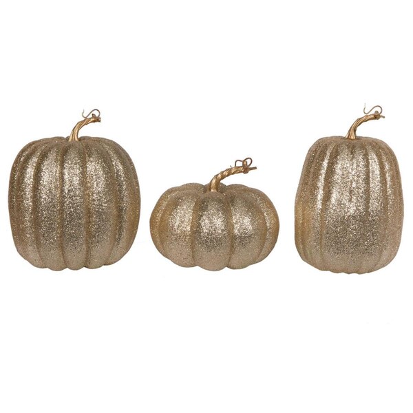 Vickerman 8 in. Pumpkins for Decorating, Champagne - Assorted Size - Set of 3 - MC225738
