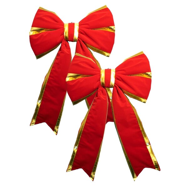 Queens Of Christmas 18 in. Christmas Bow with Gold Trim, Red, 2PK - BOW-18-REGO-2PK