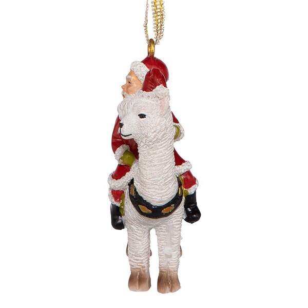 Design Toscano Santa's New Xmas Ride Llama Holiday Ornament, PK 3 - QS929845