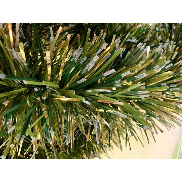 Queens Of Christmas 6 in. Matte Dark, Light Green & Gold Snow Tipped Garland with 20 ft. Sections - HP-GAR-NAT-DGLGGOST-06