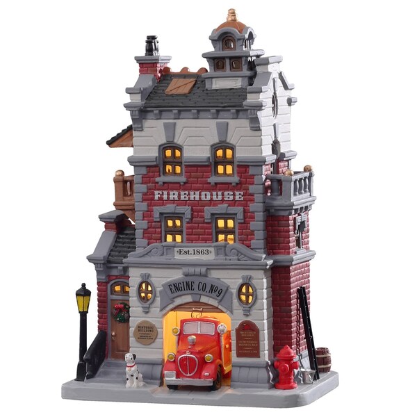 Lemax Lemax LED Multicolored Firehouse Engine Co. No. 9 Christmas Village 10 in. - 15769