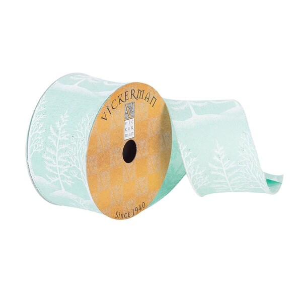 Vickerman 2.5 in. x 10 Yards Turquoise Dupioni Ribbon White Tree, 72PK - Q180911