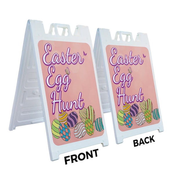 Signmission Easter Egg Hunt, A-Frame & 2 Sign Inserts, Heavy-Duty Plastic Frame - SBHD-C-2436-30370