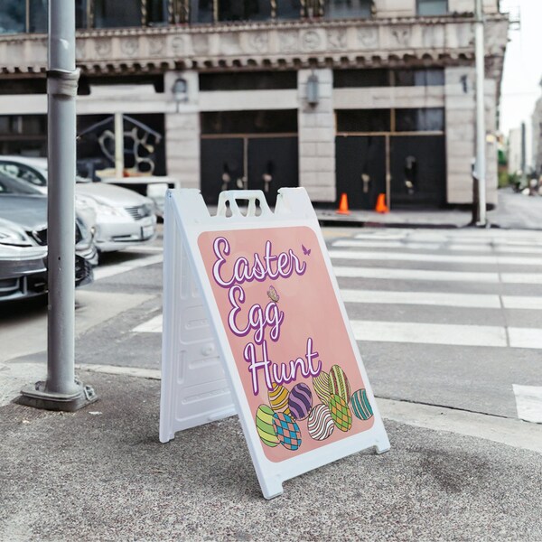 Signmission Easter Egg Hunt, A-Frame & 2 Sign Inserts, Heavy-Duty Plastic Frame - SBHD-C-2436-30370
