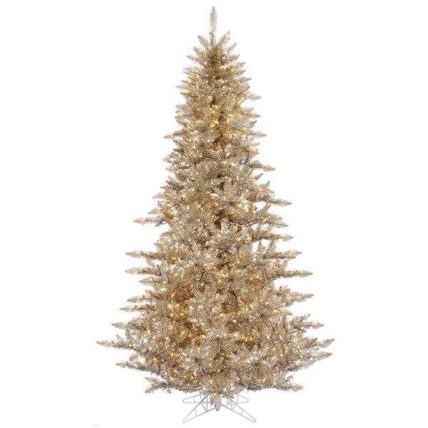 Vickerman 3 ft. x 25 in. Champagne Fir Artificial Christmas Tree with 100 Warm White LED Light, 2PK - K166331LED