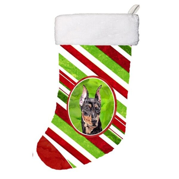 Carolines Treasures Carolines Treasures SC9812-CS German Pinscher Candy Cane Christmas Christmas Stocking; 11 x 8 In. - SC9812-CS