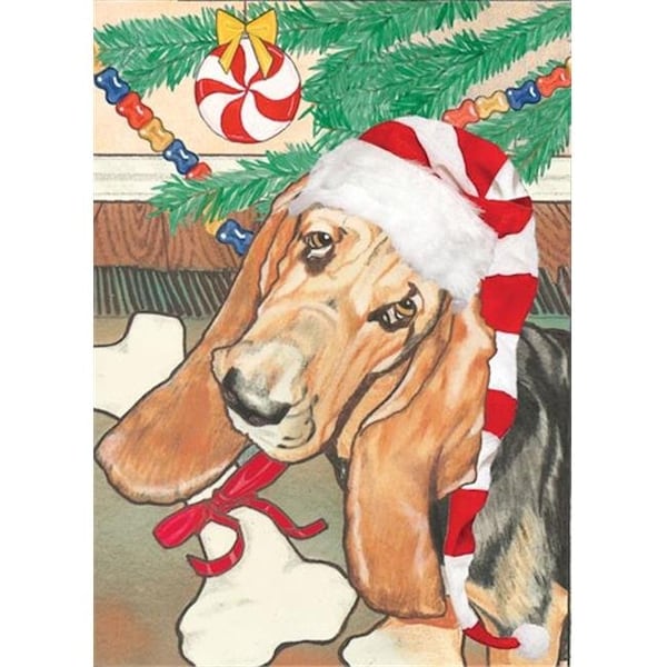 Pipsqueak Productions Pipsqueak Productions C420 Basset Hound Bone Christmas Boxed Cards - Pack of 10 - C420