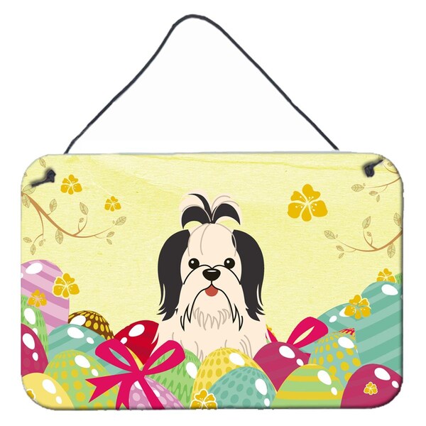 Carolines Treasures Easter Eggs Shih Tzu Black White Wall or Door Hanging Prints - BB6088DS812